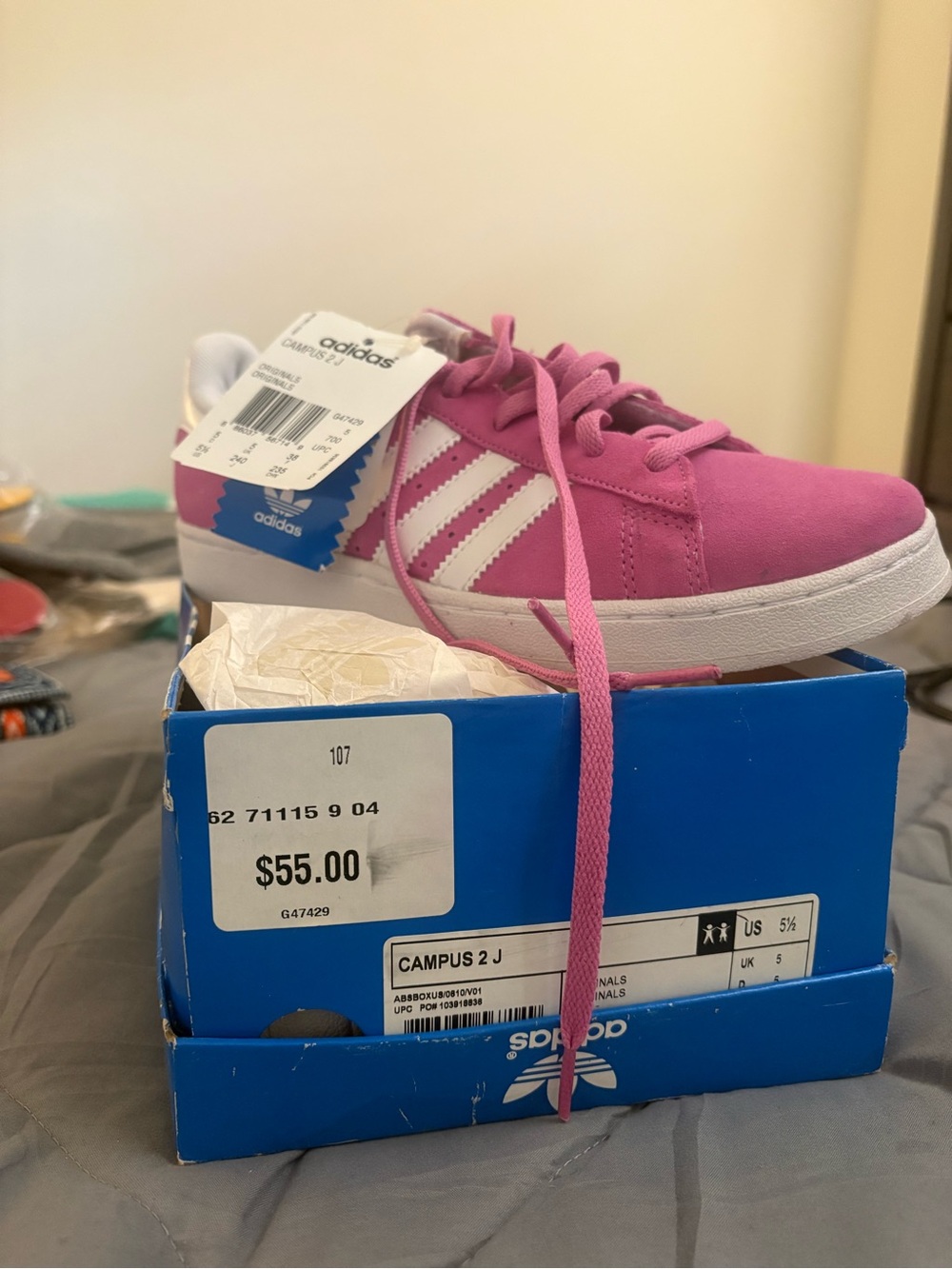 adidas Campus 2 J Pink & White Kids Sneakers